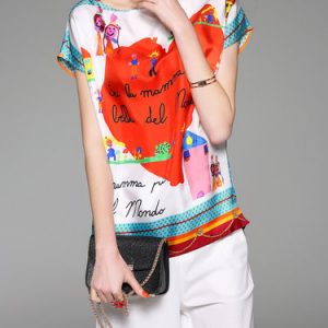 Multicolor H-line Casual Printed Silk Blouse