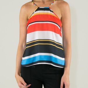 Multicolor Halter Spaghetti Stripes Cami