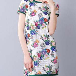 Multicolor Jacquard Casual H-line Mini Dress