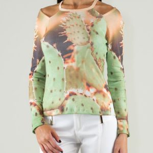 Multicolor Mountain Scene Racerback Long Sleeved Top