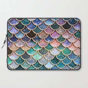 Multicolor Pink And Aqua Mermaid Scales - Beautiful Abstract Glitter Pattern Computer Cover by Better HOME - Laptop Sleeve - 15"