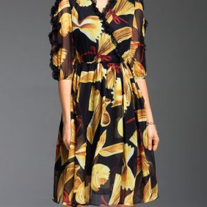 Multicolor Polyester Abstract Casual Midi Dress