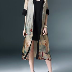 Multicolor Polyester Half Sleeve Coat