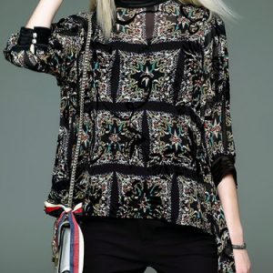 Multicolor Printed 3/4 Sleeve Blouse With Camis