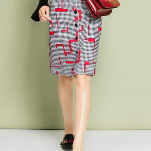 Multicolor Printed Buttoned Casual Checkered/Plaid Midi Skirt