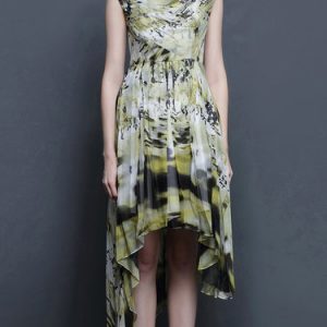 Multicolor Silk Abstract Printed Statement Midi Dress