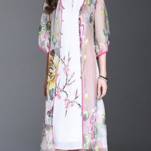 Multicolor Silk Resort Summer Printed Cape