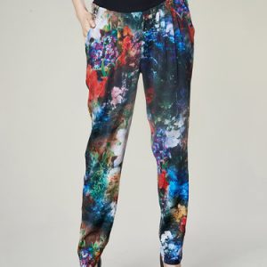 Multicolor Silk-blend Casual Straight Leg Pant