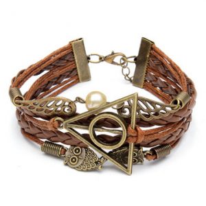 Multilayer Braided Leather Triangle Owl Wings Bracelet