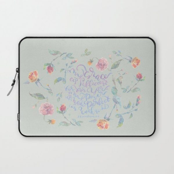 My Grace is Sufficient - 2 Corinthians 12:9 / sage Computer Cover by Joyfultaylor - Laptop Sleeve - 13"