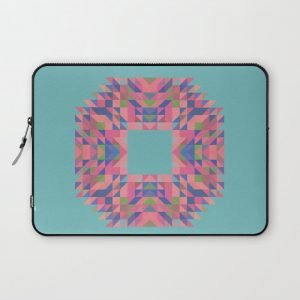 NARCISSUS fuchsia pink turquoise blue geometric holiday wreath Computer Cover by LishPix - Laptop Sleeve - 13"