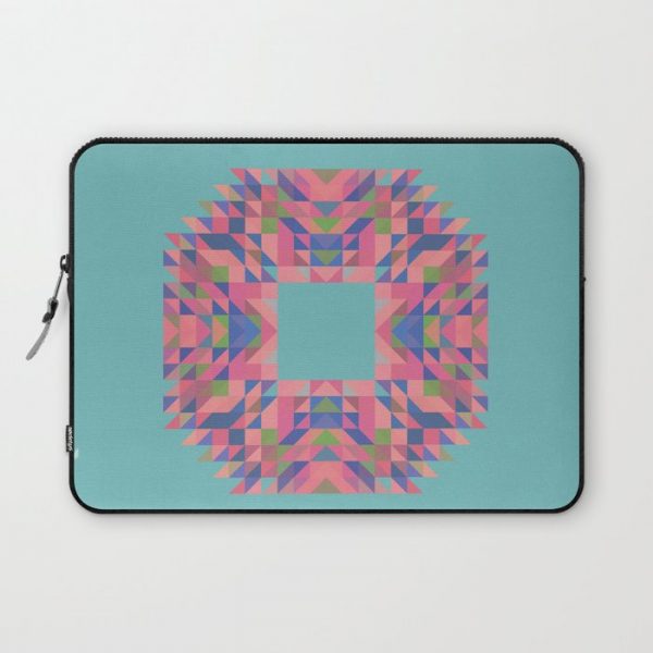 NARCISSUS fuchsia pink turquoise blue geometric holiday wreath Computer Cover by LishPix - Laptop Sleeve - 13"