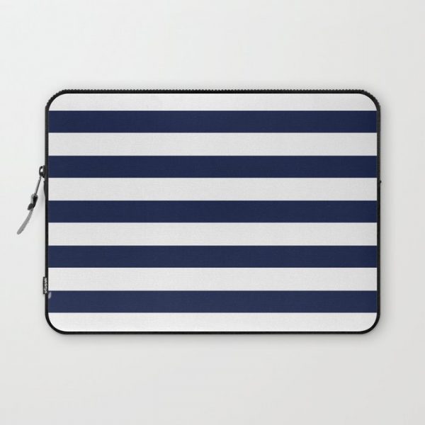 Nautical Navy Blue and White Stripes Computer Cover by Simple Luxe - Laptop Sleeve - 13"