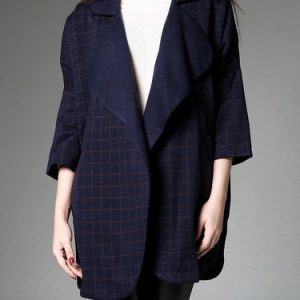 Navy Blue H-line 3/4 Sleeve Coat