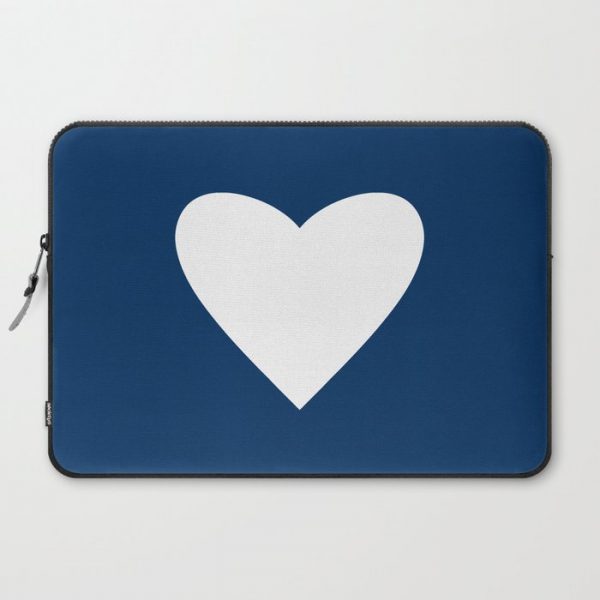 Navy Blue Heart Computer Cover by Mango Tangerine Studio - Laptop Sleeve - 15"