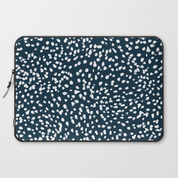 Navy Dots abstract minimal print design pattern brushstrokes painterly painting love boho urban chic Computer Cover by CharlotteWinter - Laptop Sleeve