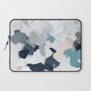 Navy Indigo Blue Blush Pink Gray Mint Abstract Air Clouds Art Sky Painting Computer Cover by Rachel Elise - Laptop Sleeve - 13"