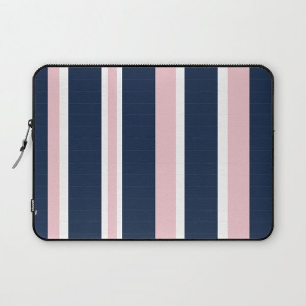 Navy & Pink Stripes Computer Cover by Megan Kay Design - Laptop Sleeve - 13"