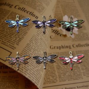 New Fashion Women Girl Vintage Bronze Electroplated Dragonfly Pendant Chain Necklace Antique Rhinestone Jewelry Accessory Nice Gift