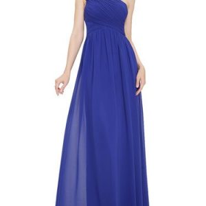 One Shoulder Ruffled Sleeveless Evening Dress