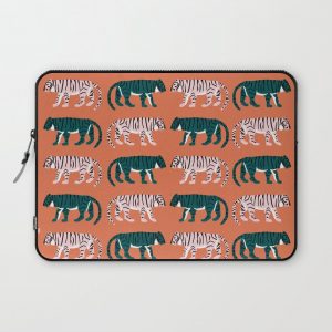 Orange, Blush & Green Tigers Computer Cover by TwelvePastSeven - Laptop Sleeve - 13"