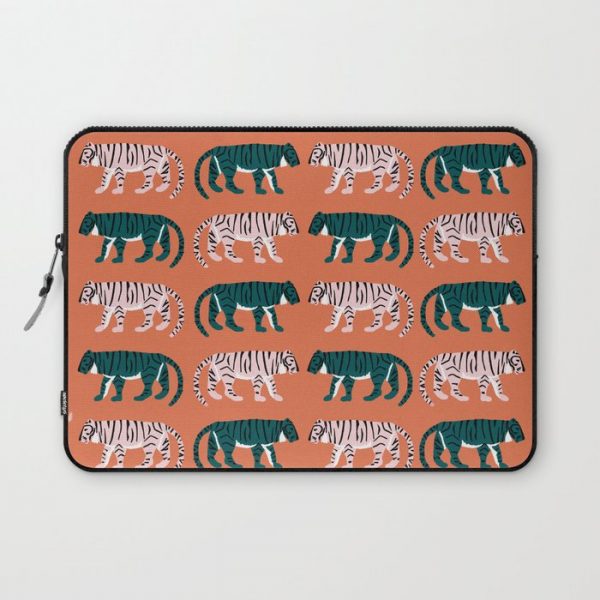 Orange, Blush & Green Tigers Computer Cover by TwelvePastSeven - Laptop Sleeve - 13"