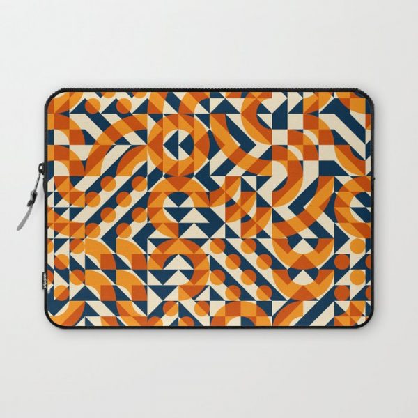 Orange Navy Color Overlay Irregular Geometric Blocks Square Quilt Pattern Computer Cover by Arseny Samolevsky - Laptop Sleeve - 13"