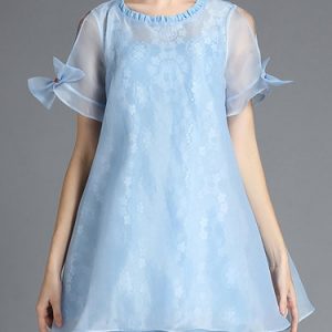 Organza A-line Short Sleeve Casual Mini Dress