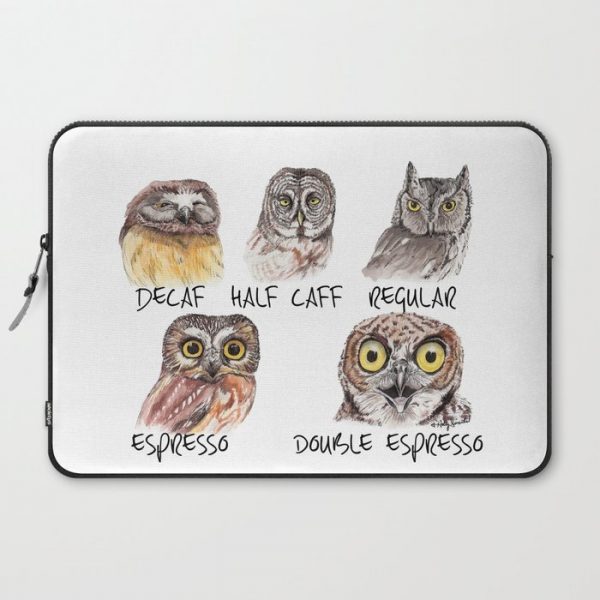 Owl Caffeine Meter - funny owl coffee Computer Cover by Holly Simental - Laptop Sleeve - 15"