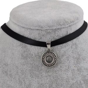 PU Leather Sunflower Pendant Choker