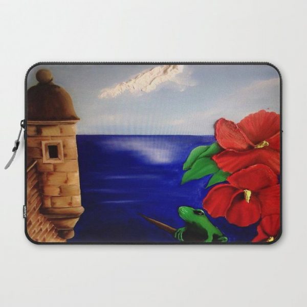 Painting of the famous El Moro At San Juan Puerto Rico Computer Cover by Huesca Arts by Yolanda Huesca - Laptop Sleeve - 15"