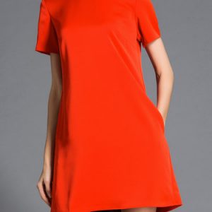 Paneled A-line Short Sleeve Simple Mini Dress