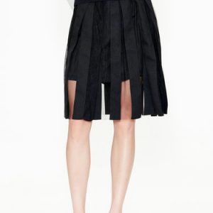 Paneled Casual Solid A-line Midi Skirt