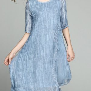 Paneled Cotton-blend Casual Midi Dress