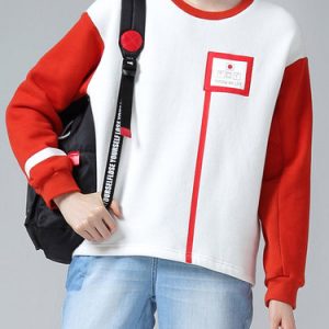 Paneled Cotton-blend Geometric Long Sleeve Hoodies And Sweatshirt