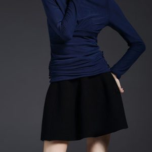 Paneled Plain Elegant Long Sleeved Top