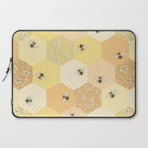 Patchwork Bees Pattern Computer Cover by Hazel Fisher Creations - Laptop Sleeve - 15"