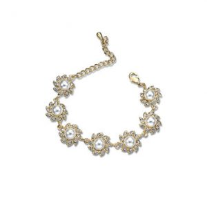 Pearl Rhinestone Flower Bracelet