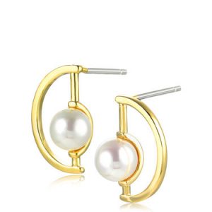 Pearl in Heart Synthetic Materials Geometry Earrings