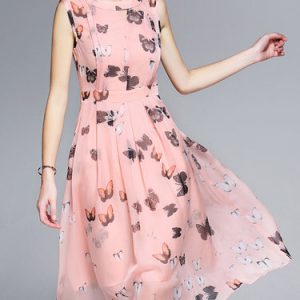 Pink Animal Print Resort Printed Midi Dress