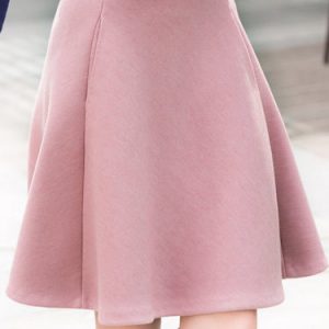 Pink Girly Pockets Solid Plain Midi Skirt