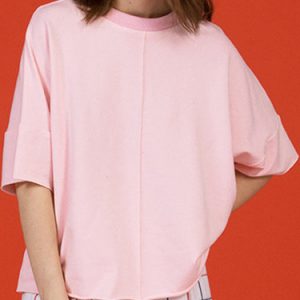 Pink Plain Simple Symmetric T-Shirt