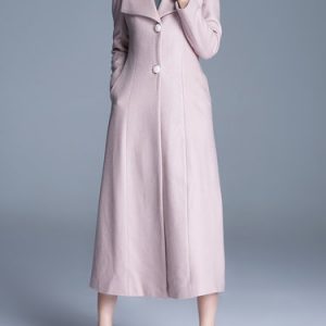 Pink Pockets Plain Simple A-line Longline Coat