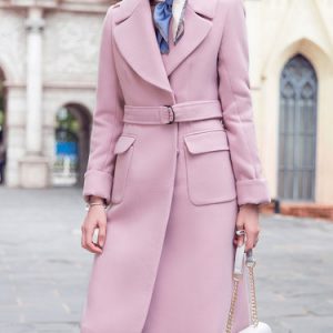 Pink Pockets Simple Plain H-line Casual Coat