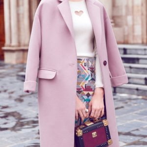 Pink Simple H-line Plain Coat