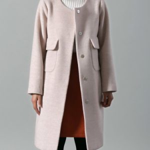 Pink Simple Solid Buttoned H-line Coat