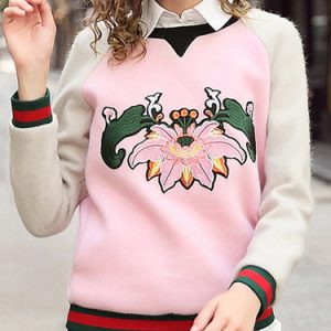 Pink Statement Crew Neck Floral Sweatshirt