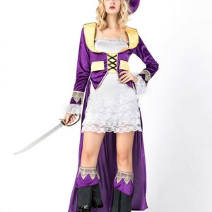 Pirate Costume Halloween Women Purple Dresses Set