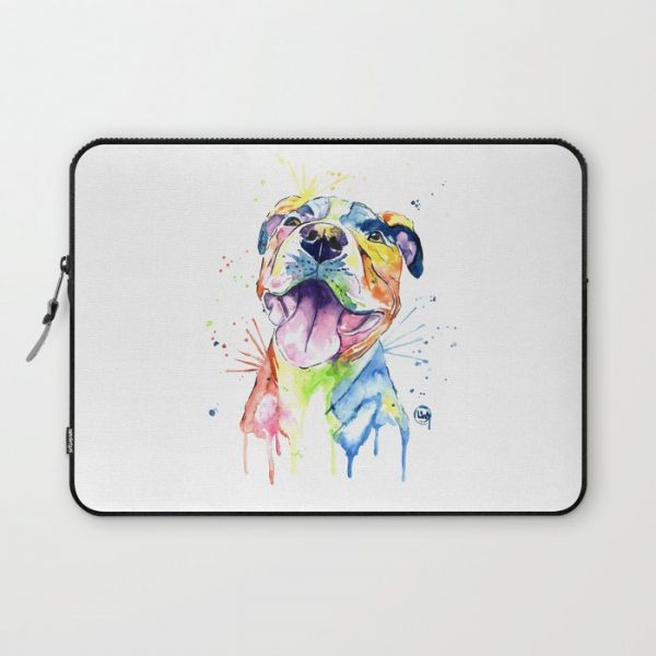 Pit Bull, Pitbull Watercolor Painting - The Softer Side Computer Cover by Whitehouse Art - Laptop Sleeve - 13"