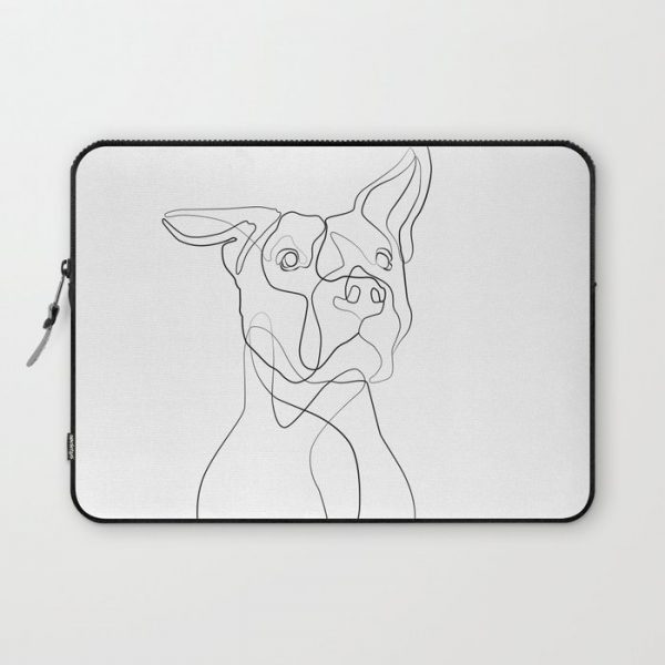 Pitbull Dog Line Art Computer Cover by bird.lines - Laptop Sleeve - 13"